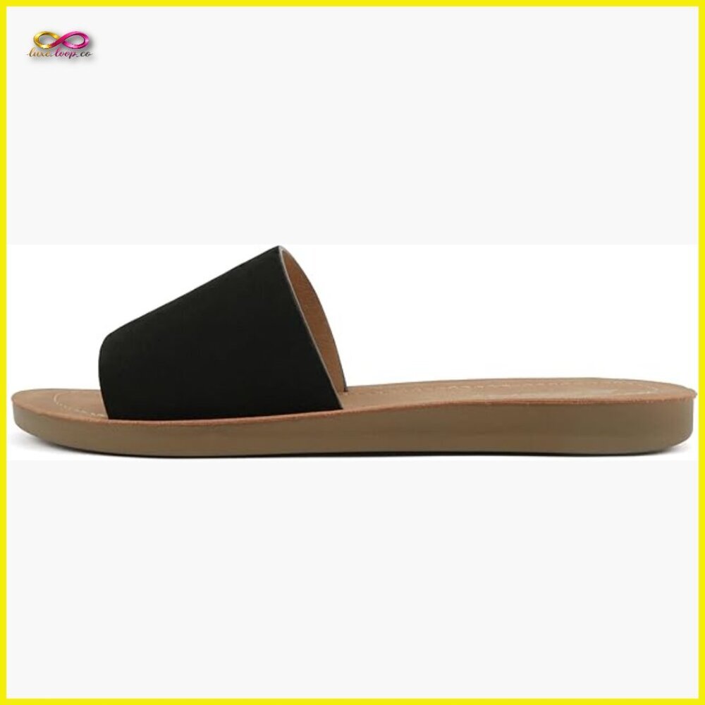Peep Toe Slide Sandals Slip On Casual Beach Vegan Leather Buckle Bow